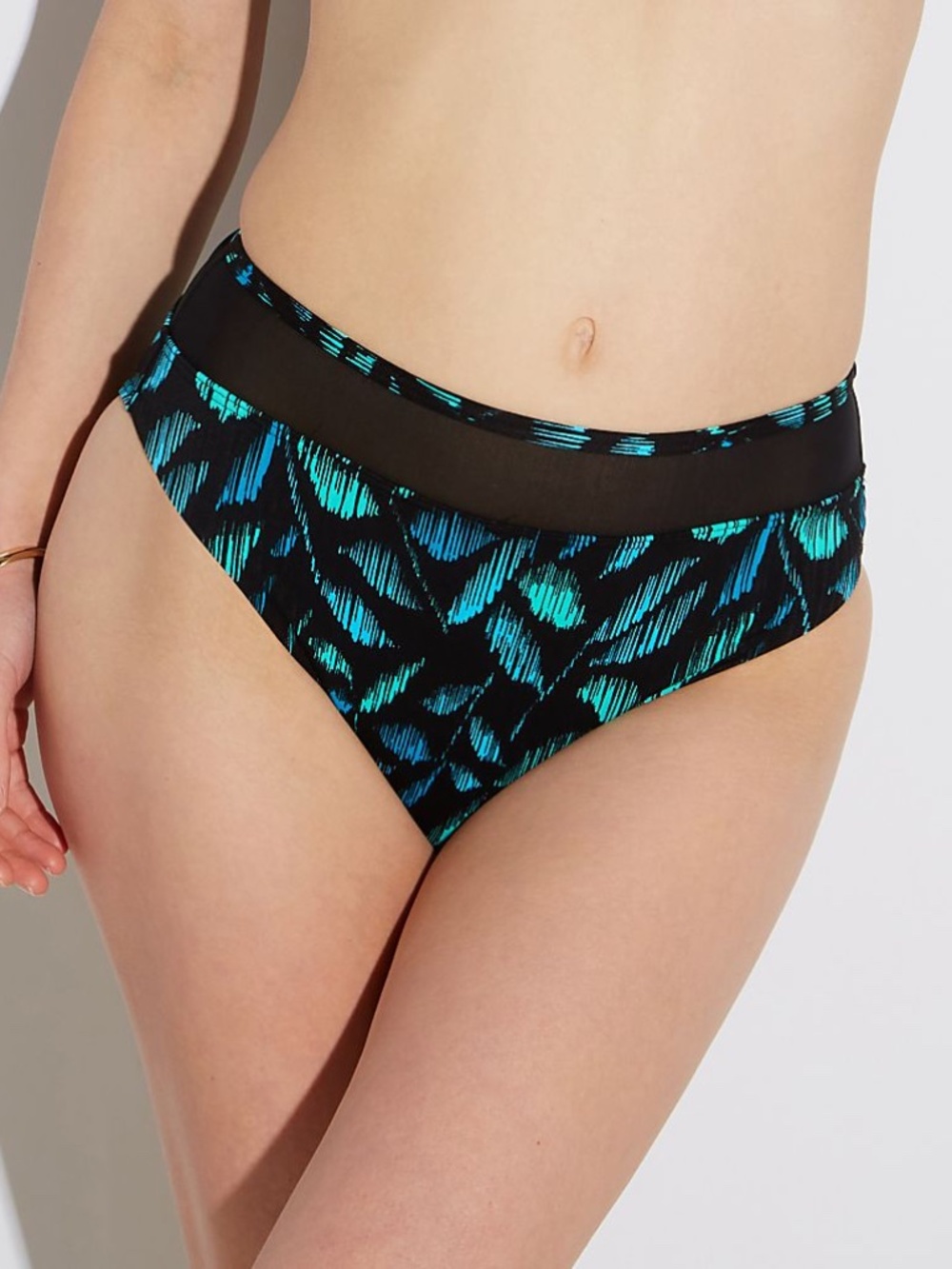 NEW Sunsets Annie High Waist Bikini Swim Bottom 324B Cascade Seagrass Texture